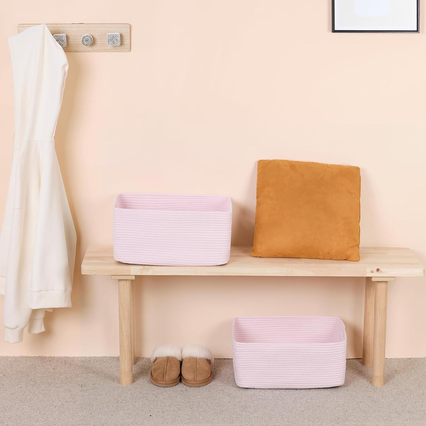 Large Storage Baskets for Shelves, Closet Organizers Bins for Clothes Blanket Towels, Baby Nursery