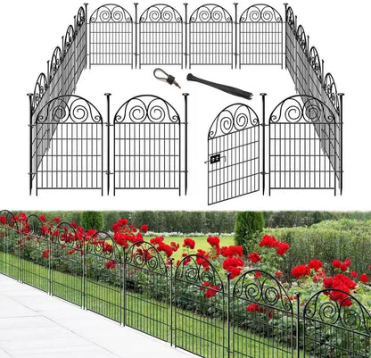 Tall Garden Fence with Gate, 32 Inch(H) 24 Panels Total Length 52.5 Ft Dog Fence Outdoor