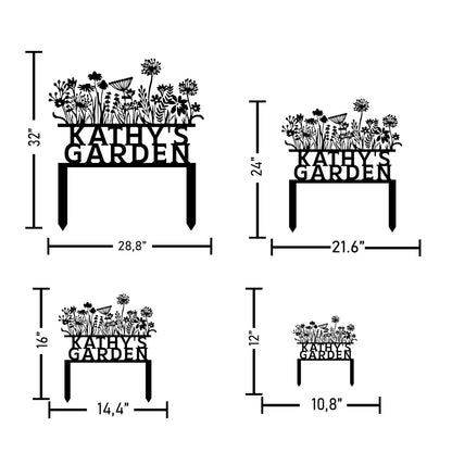 Custom Flowers Metal Garden Decor, Sign for Flower Beds, Personalized Flowers Garden Sign with