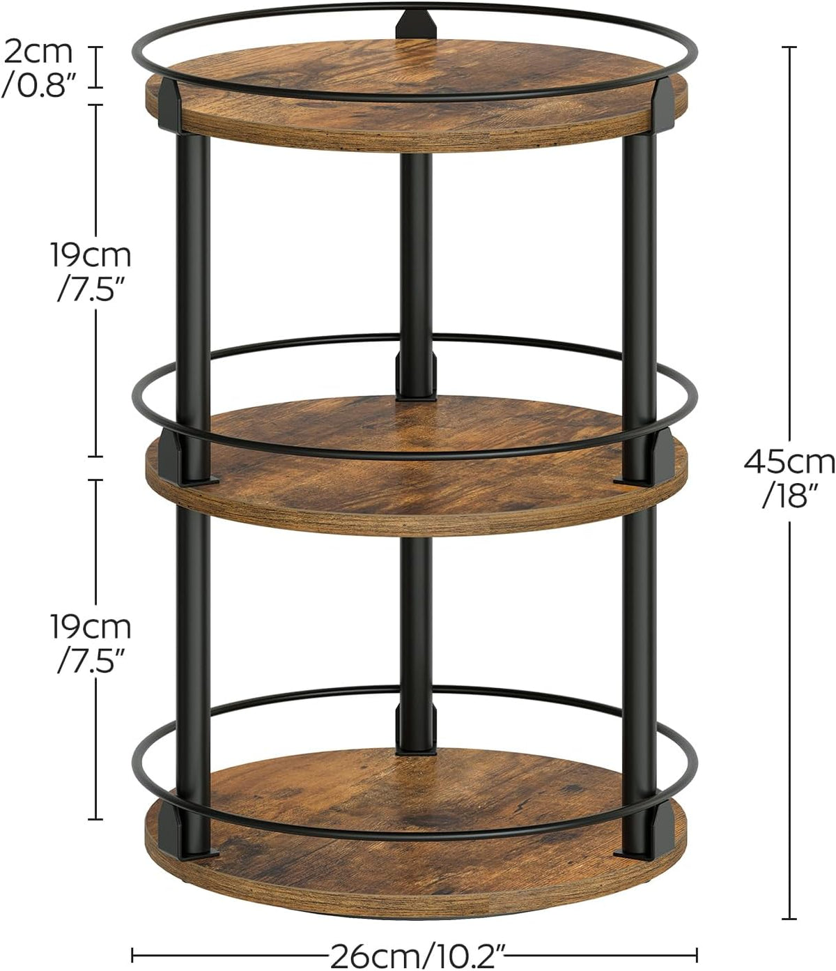 3-Tier Lazy Susan Organizer, Rotating Spice Rack, Spinning Organizer, Industrial Turntable Spice