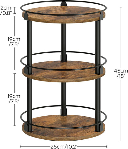 3-Tier Lazy Susan Organizer, Rotating Spice Rack, Spinning Organizer, Industrial Turntable Spice