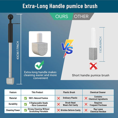 Pumice Stone Toilet Bowl Cleaner,16.7Inch Toilet Pumice Stone with Handle Cleans Hard Water Ring