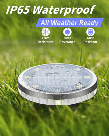 Solar Ground Lights Outdoor 26 Pack Waterproof, Upgraded Solar Garden Lights with 4 Side Light