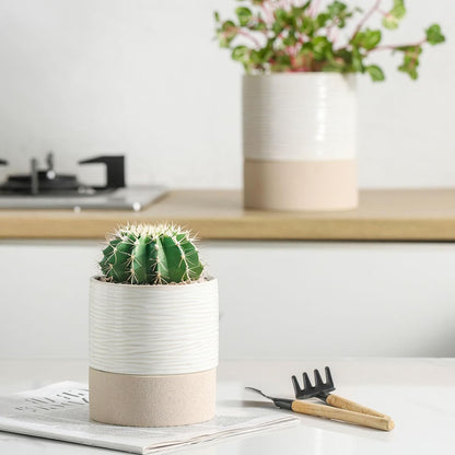 Nihow Self Watering Plant Pot for Indoor Plants: 4.5+6 Inch Ceramic Planter with Drainage Hole &