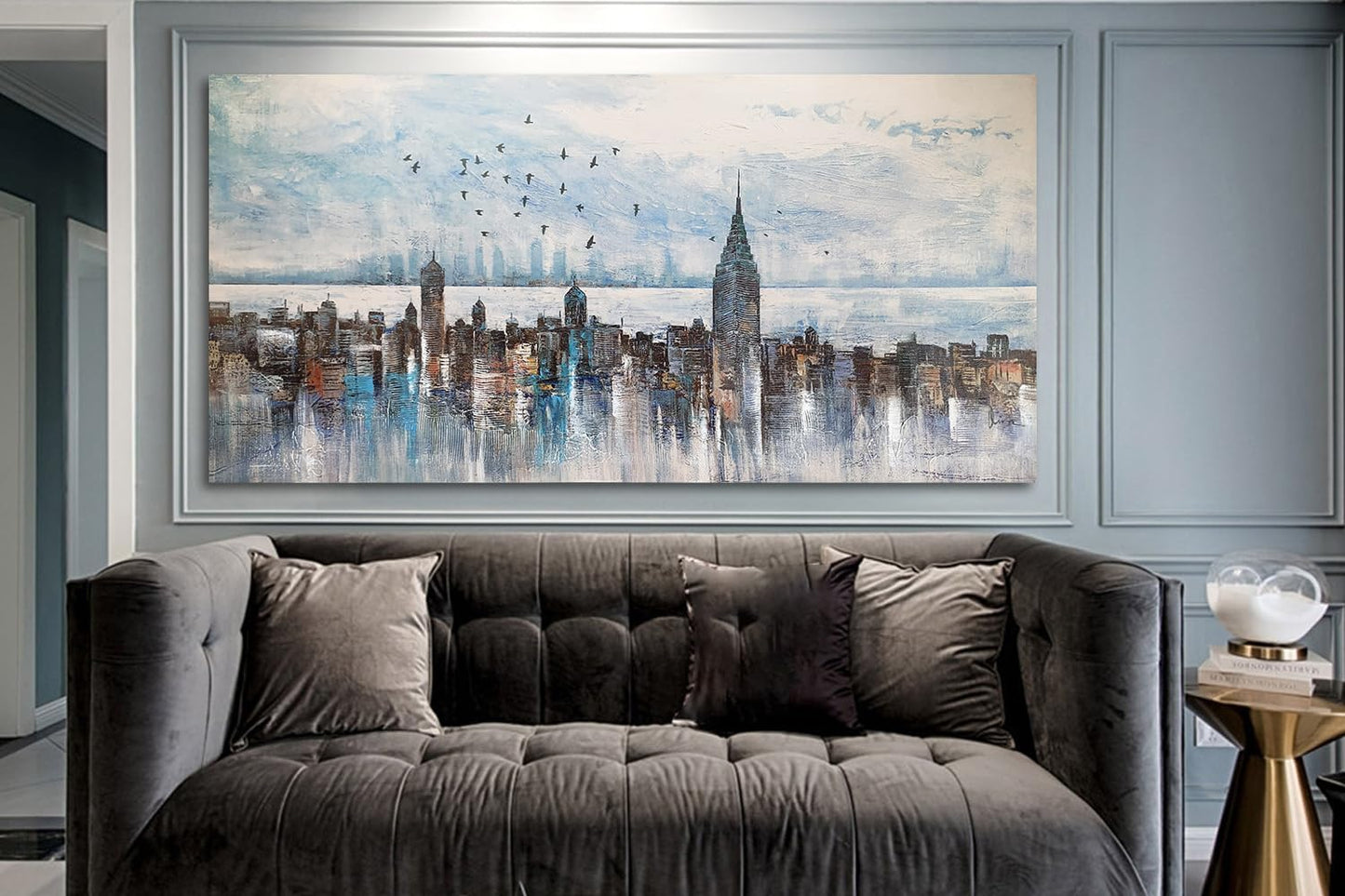 Arjun Cityscape Wall Art New York City Skyline Buildings Picture Modern Abstract Grey NYC Skyline