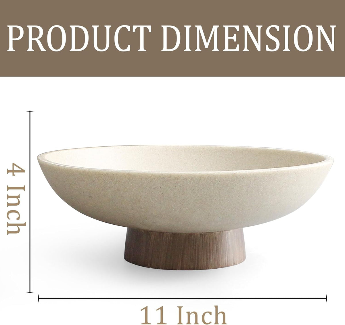 Modern Resin Pedestal Bowl – Large Fruit Bowl for Kitchen Counter, Catch All Tray for Entryway