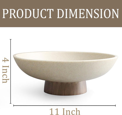 Modern Resin Pedestal Bowl – Large Fruit Bowl for Kitchen Counter, Catch All Tray for Entryway