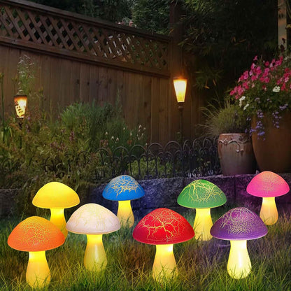 Homeleo 8-Pack Cracked Mushrooms for Garden Decor, Solar Mushroom Lights Outdoor, Super Cute