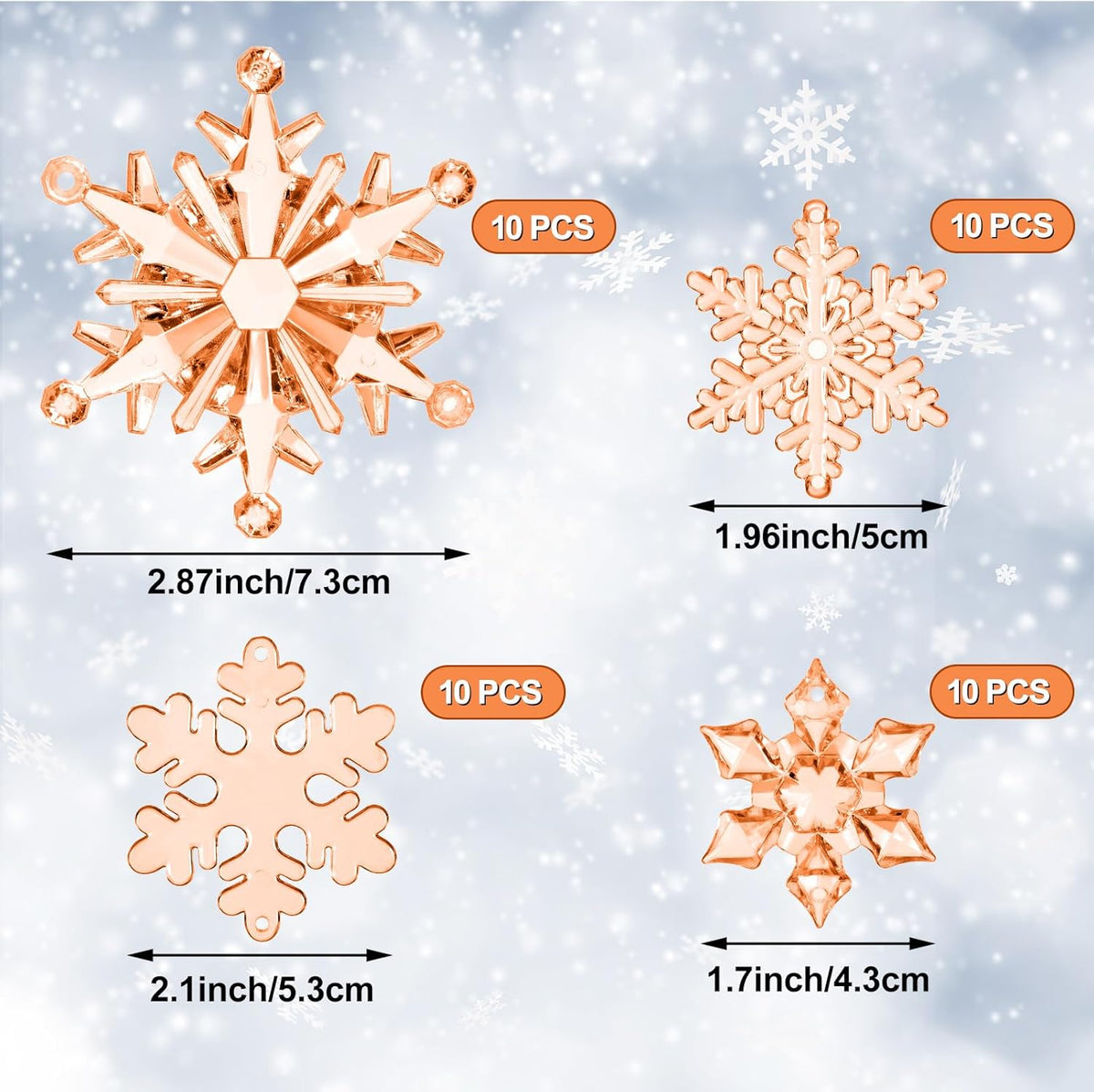Dilunave 40 Pieces Christmas Snowflake Ornaments Acrylic Christmas Tree Decorations Crystal
