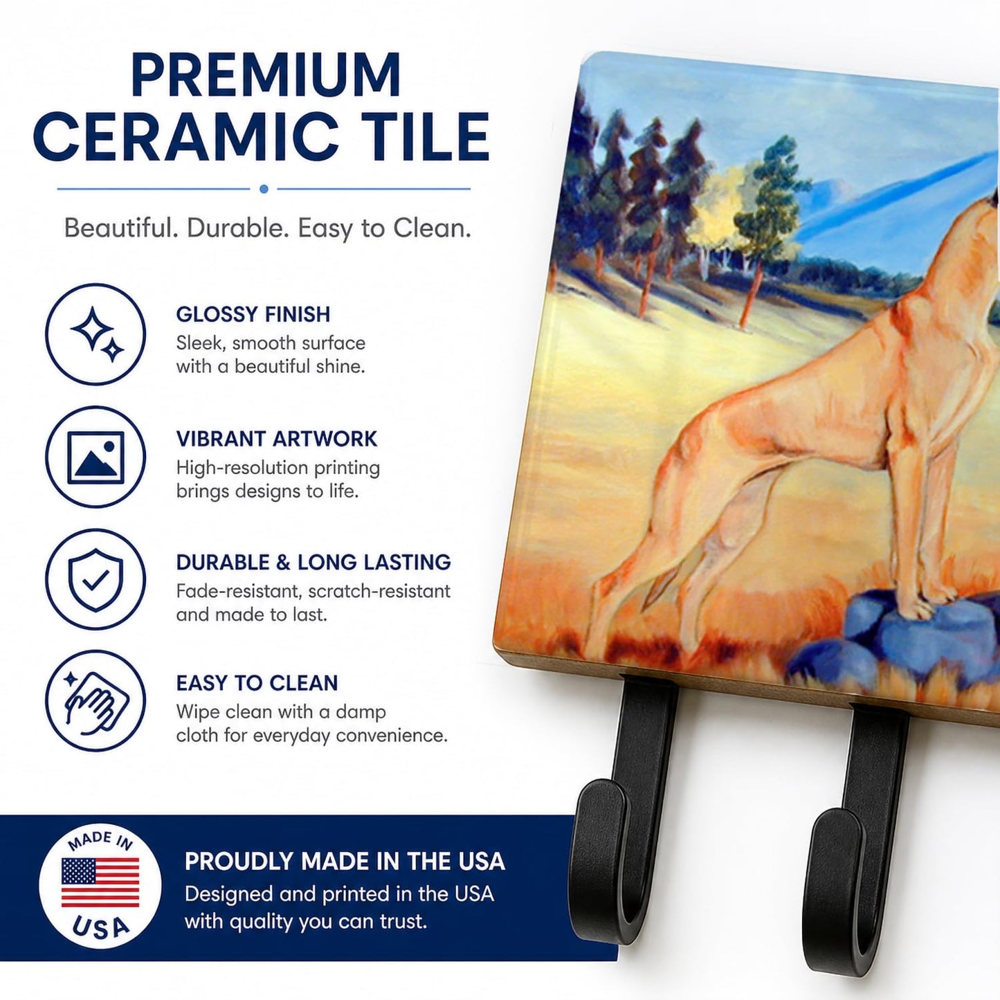 Caroline's Treasures 7504TH68 Great Dane Leash or Key Holder, Wall Hooks, Key Hooks Holder, Coat