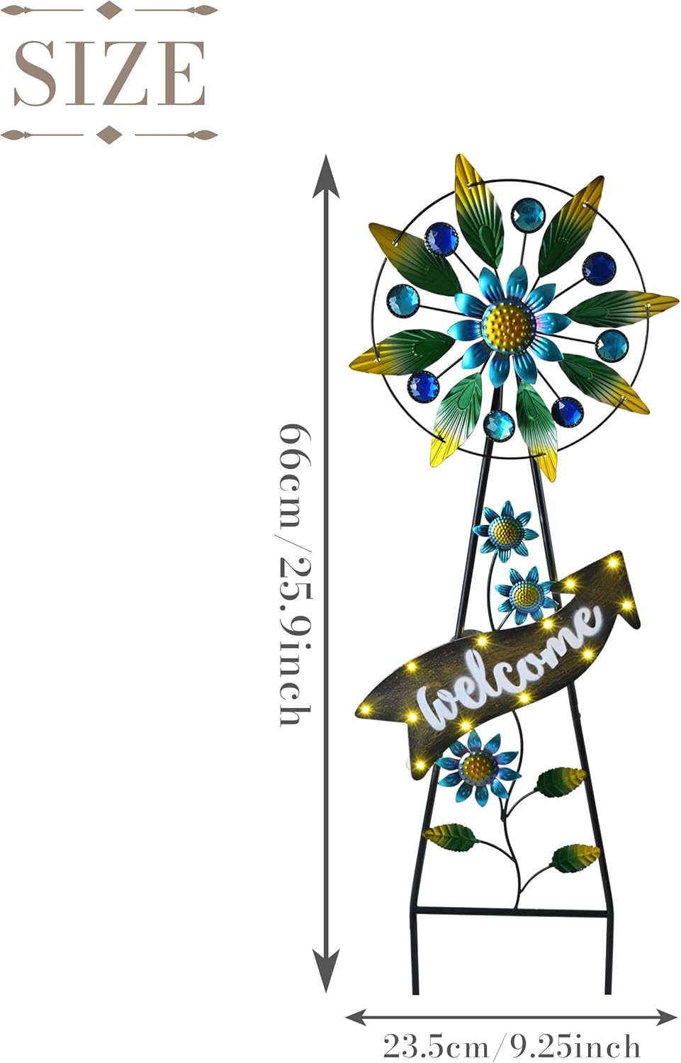 TERESA'S COLLECTIONS Hummingbird Garden Solar Stake, Wind Spinner Yard Art Sign for Outdoor Decor
