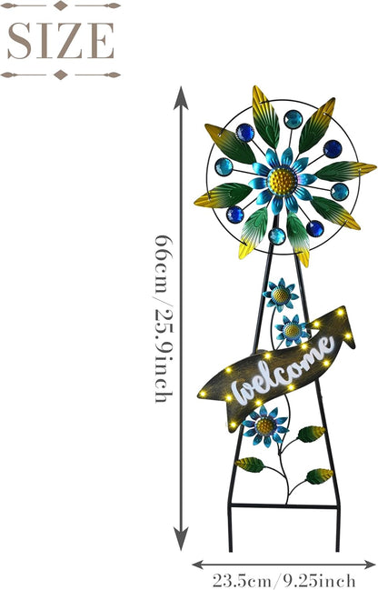 TERESA'S COLLECTIONS Hummingbird Garden Solar Stake, Wind Spinner Yard Art Sign for Outdoor Decor