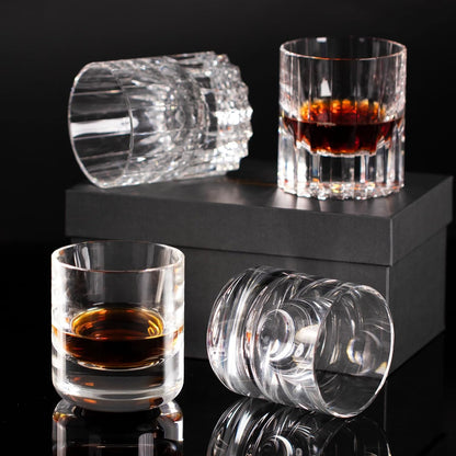KAMMAK Crystal Whiskey Glasses Set of 2, 6.76oz Old Fashioned Glasses Stemless, Hand Blown White