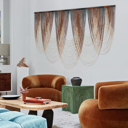 IOWER Macrame Wall Hanging Brown Dip-Dyed Large Macrame Wall Decor For Living Room Boho Fiber Art