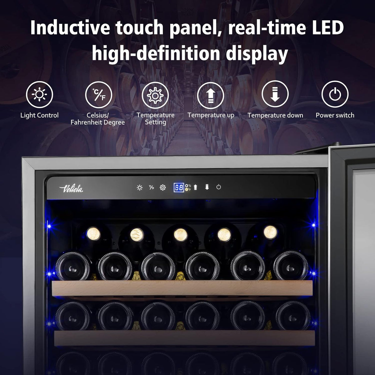 24 Inch Wine Cooler Refrigerator, 179 Bottles Professional Wine Cellars with Powerful