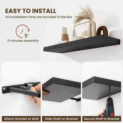 Fun Memories Floating Shelves for Wall 10 Inch, 10 Inch Deep Square Wall Shelves, Bathroom Storage