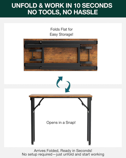 Frylr Small Folding Computer Desk – Portable 35.8 Inch Foldable Laptop Table, Collapsible and