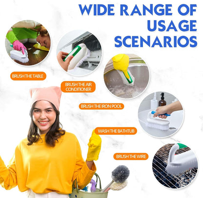 Lallisa 6 Pcs Scrub Brush for Cleaning with Handle Comfortable to Grip Heavy-Duty Flexible Stiff