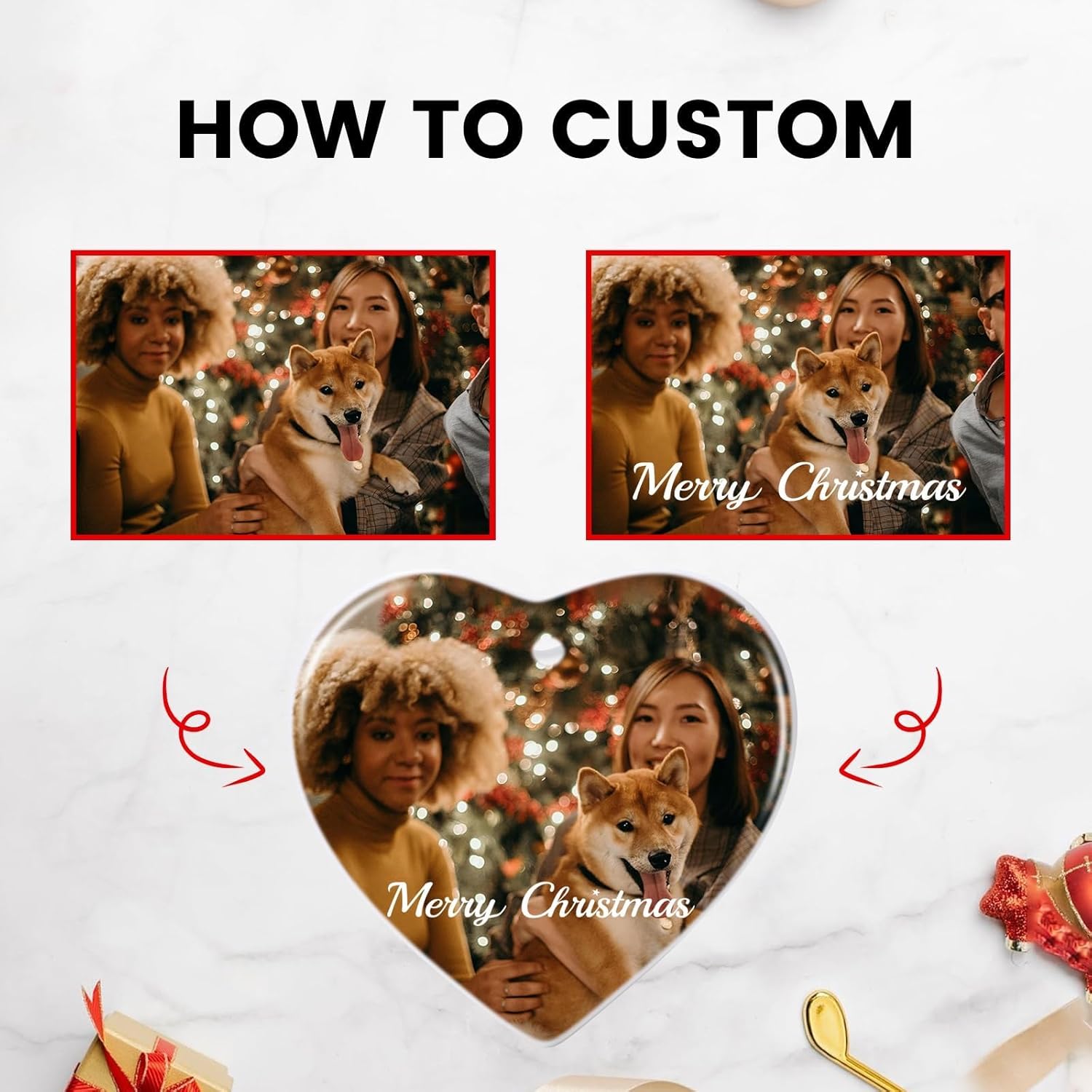 Personalized Christmas Ornaments 2024 Customized with Photo Text Ornament Keepsake Pet First
