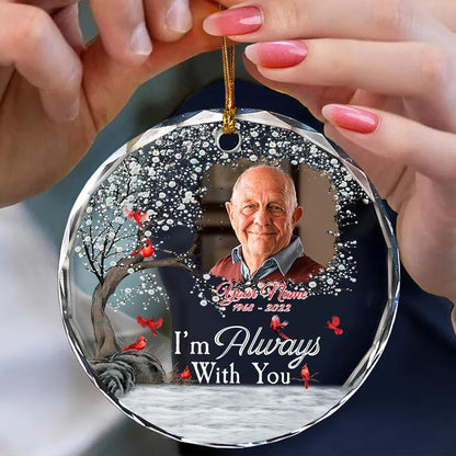 Personalized Memorial Glass Ornament, Custom Photo Christmas Ornament, Memorial Day Glass Ornament