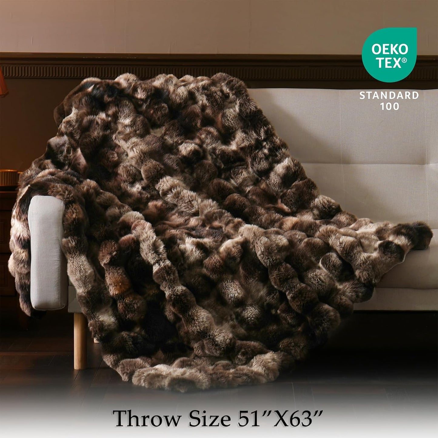 BENVWE Fluffy Faux Fur Throw Blanket for Couch, Soft Plush Thick Cozy Fuzzy Luxury Minky Bubble