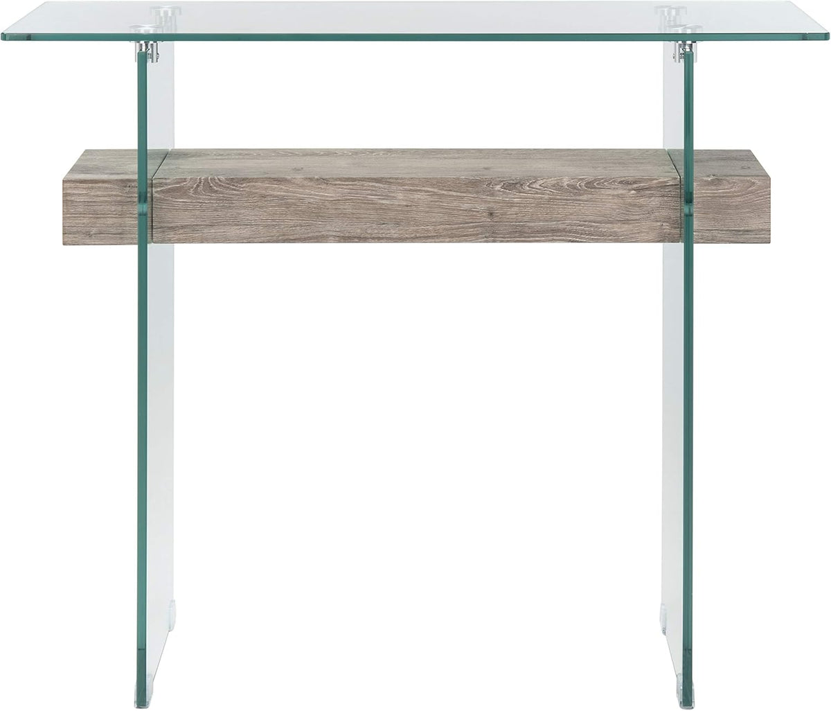 Safavieh Home Kayley Glass and Grey Oak Console Table
