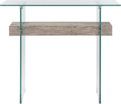 Safavieh Home Kayley Glass and Grey Oak Console Table