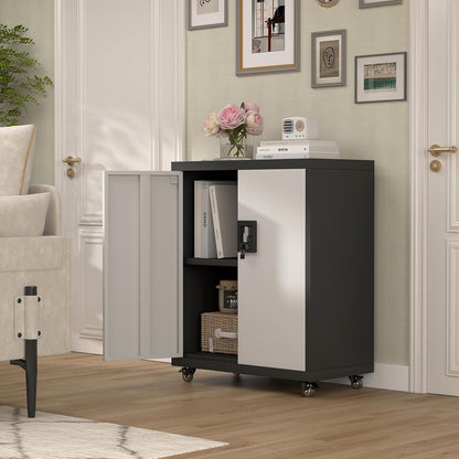 Locking Storage Cabinet,Steel Garage Cabinet with Wheels,Utility Tool Cabinet1 for Garage,Home