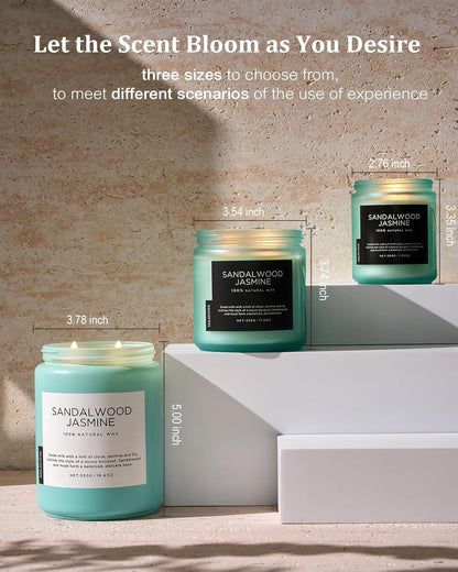 M&SENSE Sandalwood Jasmine Scented Candles, Large Soy Natural Long Lasting 19.4oz 110 Hour Burning