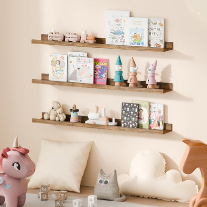 upsimples Floating Shelves for Wall, Wall Shelves for Decor Storage Set of 6, Wall Mounted Wood