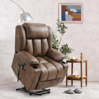 Power Lift Recliner Chair for Elderly Breathable Leather Recliner Chair with Massage and Heat for