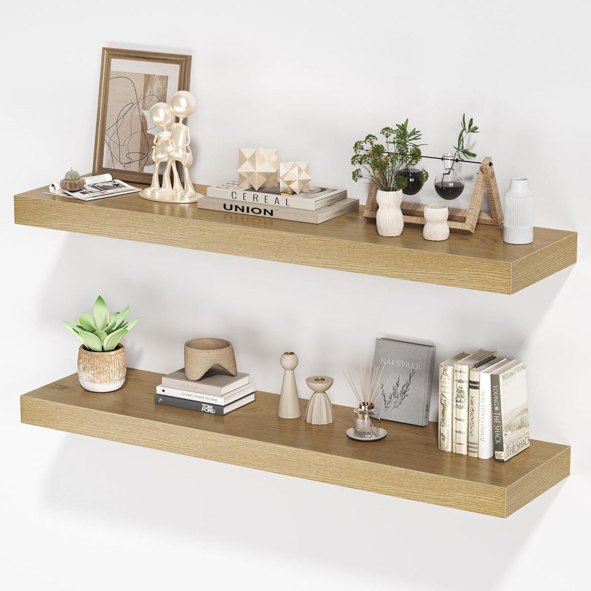 Floating Shelves for Wall, 36" W x 8" D x 1.5" H, Wooden Wall Mounted Display Shelves with