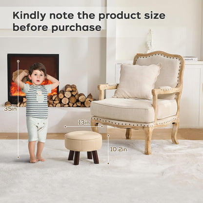 13in Small Foot Stool Ottoman, Round Faux Leather Foot Rest for Couch, Under Desk Pouf Footstool