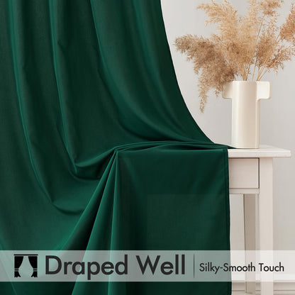 MIULEE Hunter Green Privacy Sheer Curtains That Let Light in 90 Inches Long Non-See-Through Semi