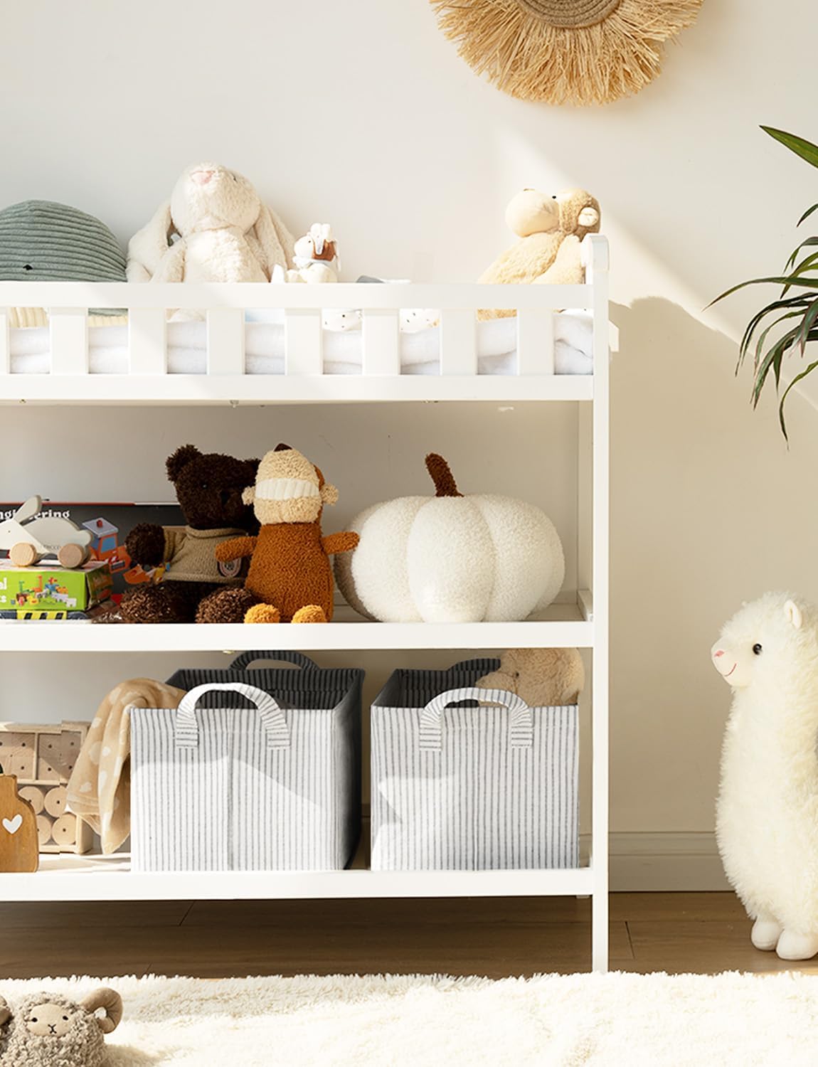 StorageWorks Storage Bins, Fabric Storage Bins for Shelves, Storage Baskets with Metal Frame