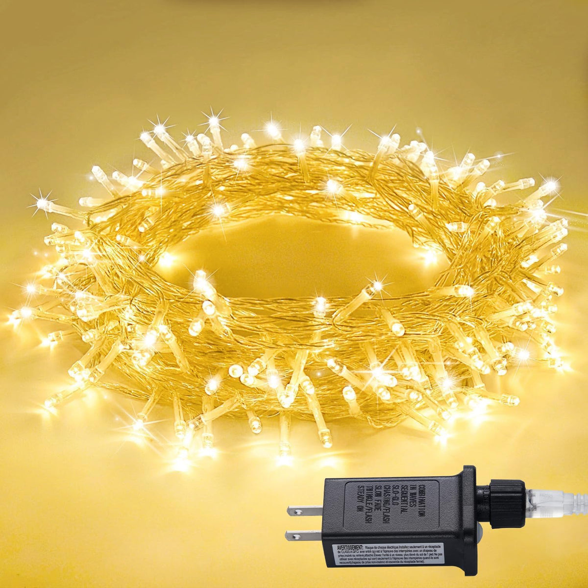JMEXSUSS Connectable Warm White String Lights Indoor Bedroom, 8 Modes Christmas String Light Plug