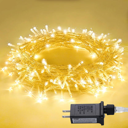 JMEXSUSS Connectable Warm White String Lights Indoor Bedroom, 8 Modes Christmas String Light Plug