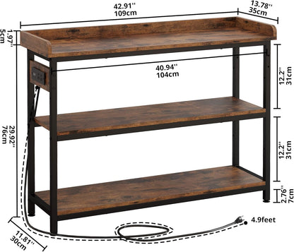 IRONCK Console Table, Sofa Table with Power Outlet, Farmhouse Hallway Table for Entryway, Living