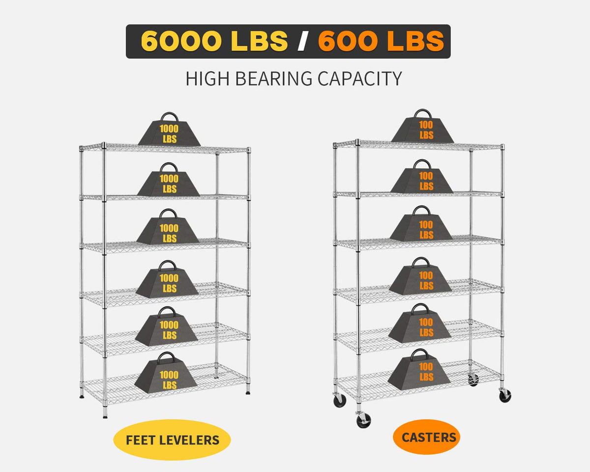 BestMassage Wire Shelving Unit Heavy Duty Garage Storage Shelves Large Metal Shelf Organizer 6-Tier