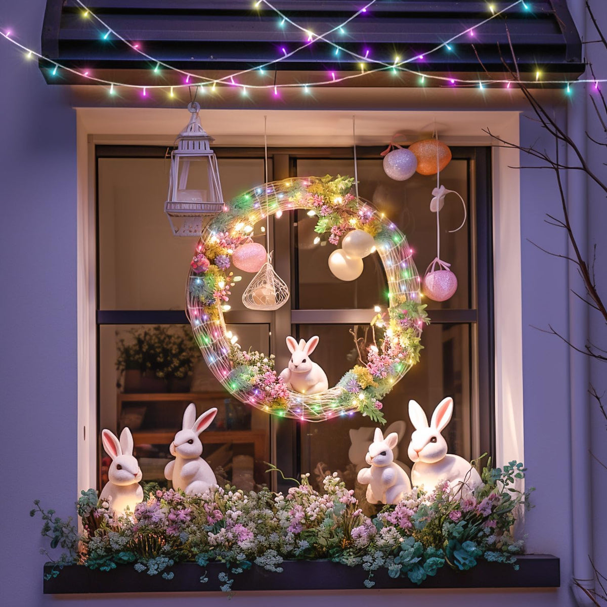 JMEXSUSS 2 Pack Easter Lights Battery Operated Outdoor Indoor, Total 66ft 200 LED Multicolor Easter