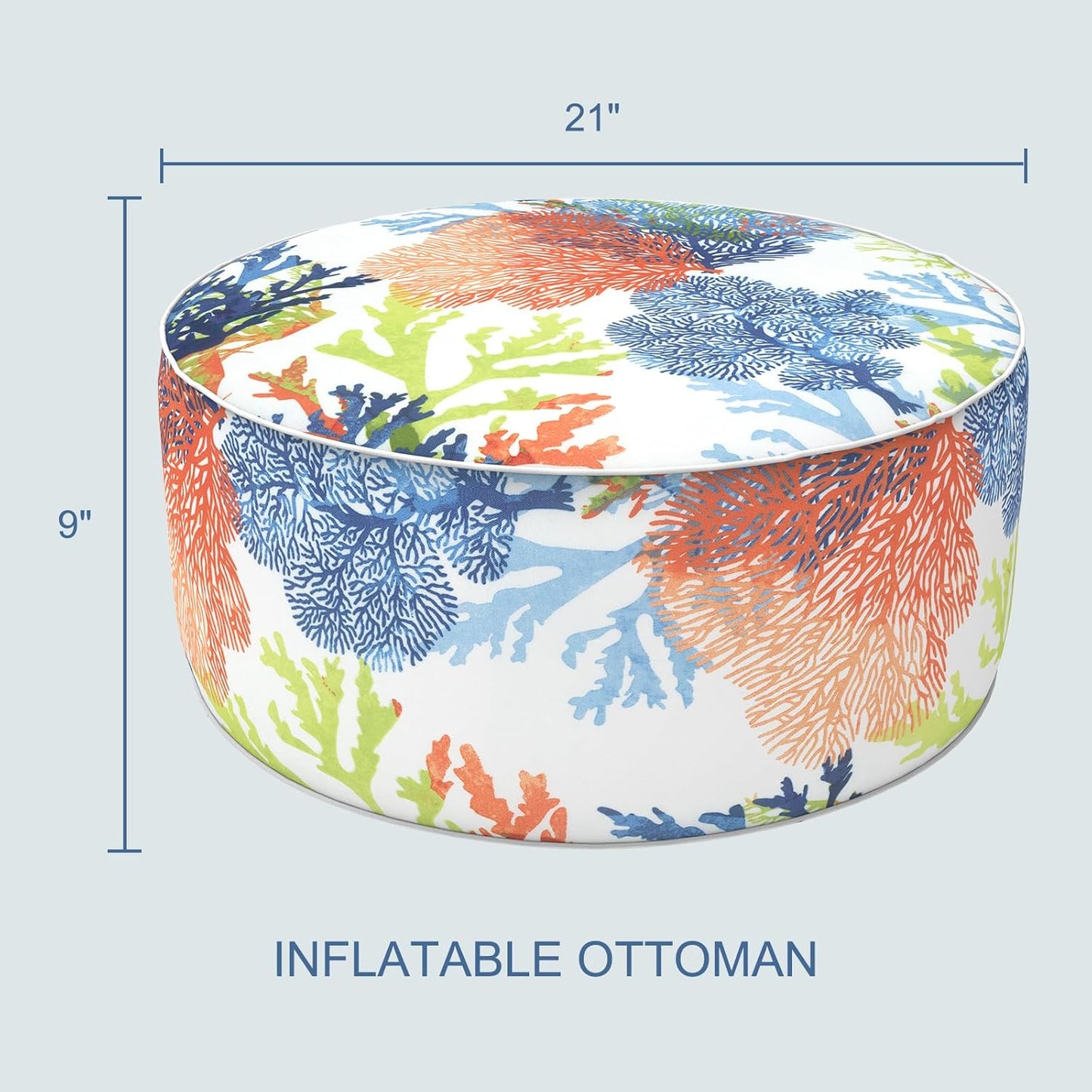 LVTXIII Outdoor Inflatable Ottoman, Patio Fade-Resistant Footrest Stool with Handle, Portable Round
