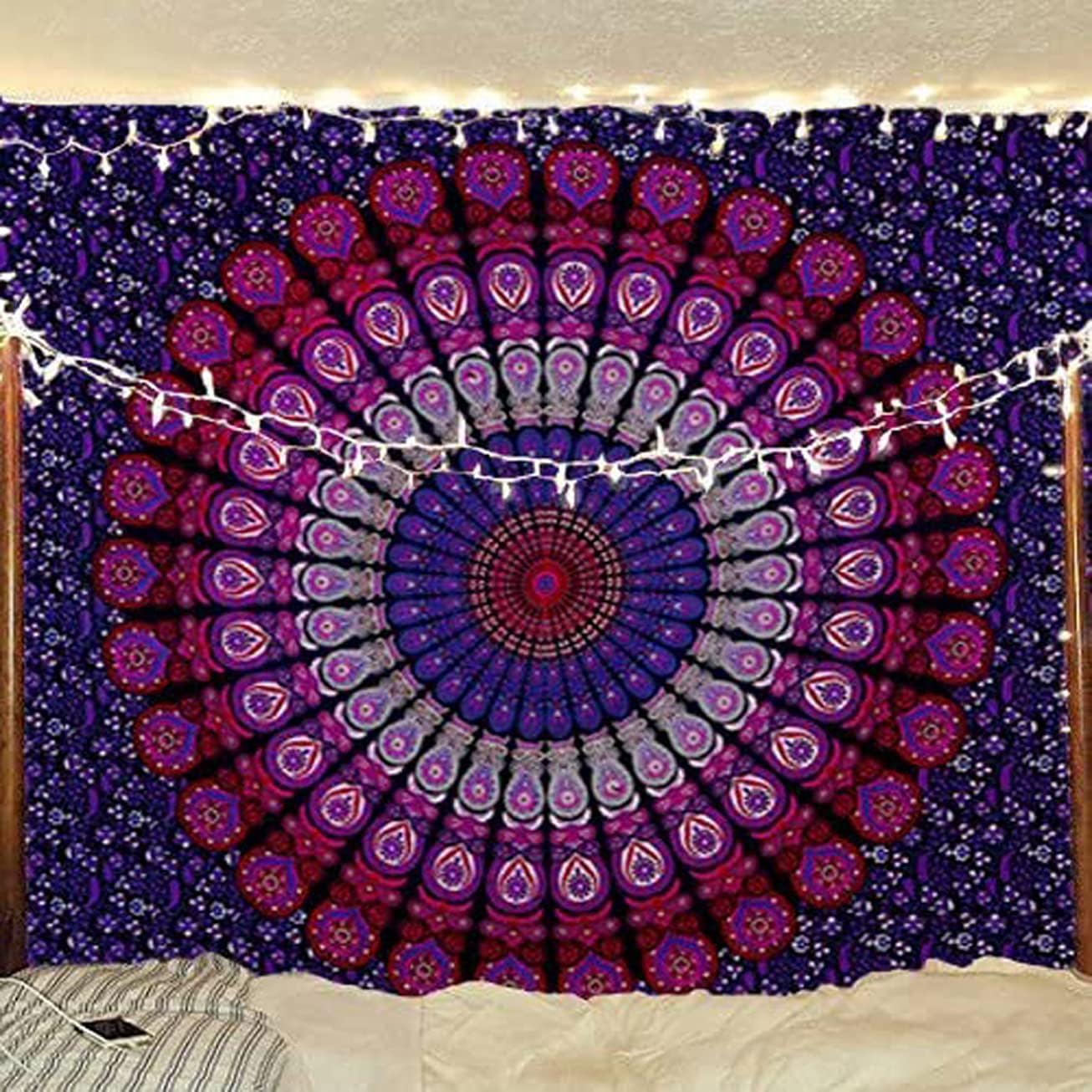 raajsee Indian Cotton Purple Tapestry Mandala Wall Hangings- Tapestry For Bedroom - Indie Wall
