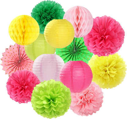 Hawaiian-Summer Beach Pool Party-Decorations Streamers - 14pcs Tropical Jungle Aloha Birthday