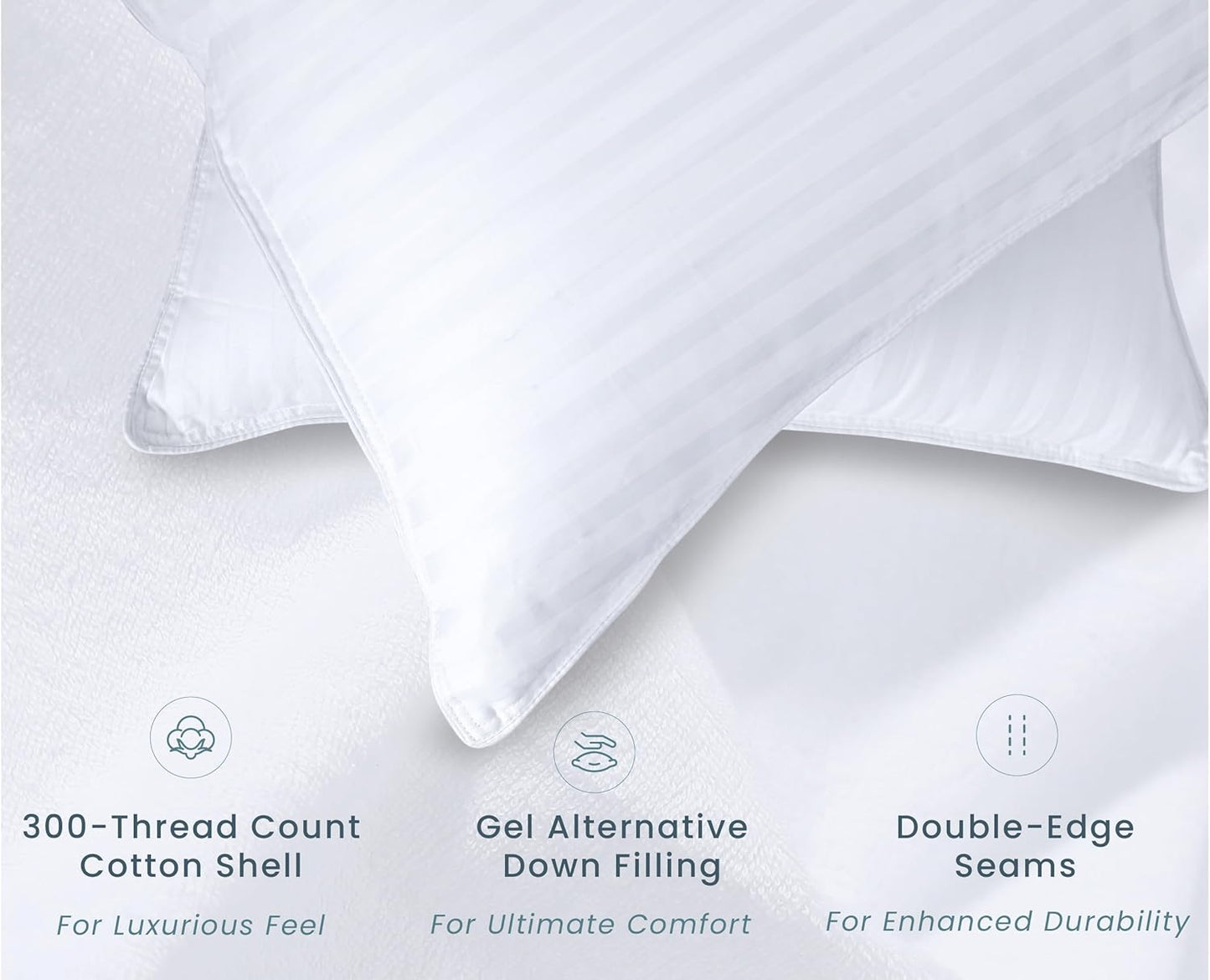 Threadmill Soft Bed Pillows Standard Size Set of 2 | Down Alternative Cooling Bed Pillow for