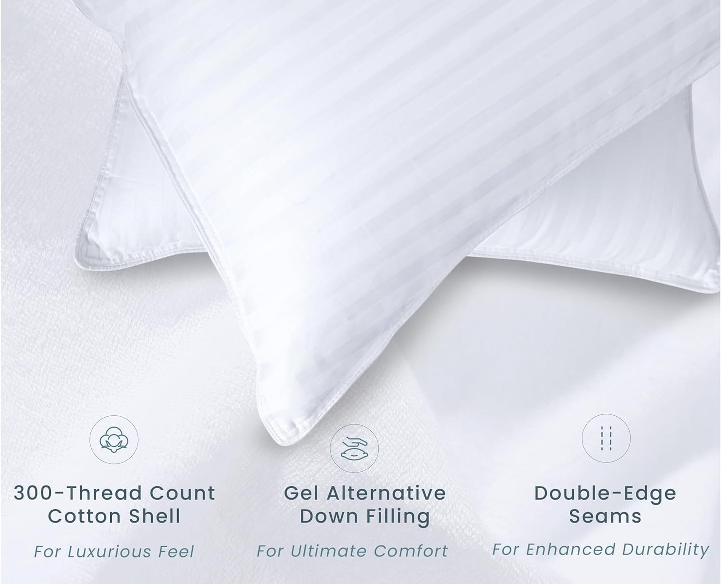 Threadmill Bed Pillows Queen Size Set of 2 | Soft Down Alternative Cooling Bed Pillow for Sleeping