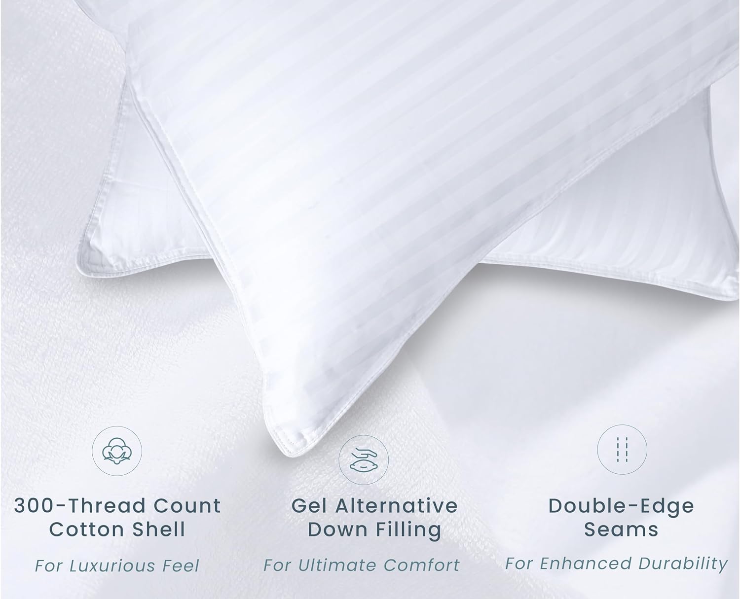 Threadmill Bed Pillows Queen Size Set of 2 | Soft Down Alternative Cooling Bed Pillow for Sleeping