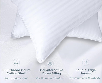 Threadmill Bed Pillows Queen Size Set of 2 | Soft Down Alternative Cooling Bed Pillow for Sleeping