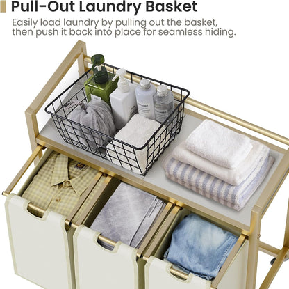 Laundry Hamper, Laundry Basket, Laundry Sorter with 3 Removable Bags, Clothes Basket with 3