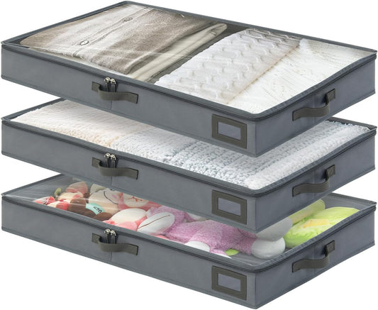 4-Inch Under Bed Storage Containers, Low Profile UnderBed Storage Organizer, Under Crib/Couch