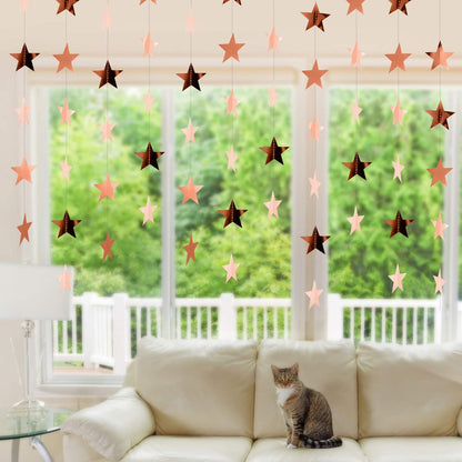 Patelai Glitter Star Garland Banner Decor 130 Feet Star Hanging Bunting Banner Twinkle Backdrop for